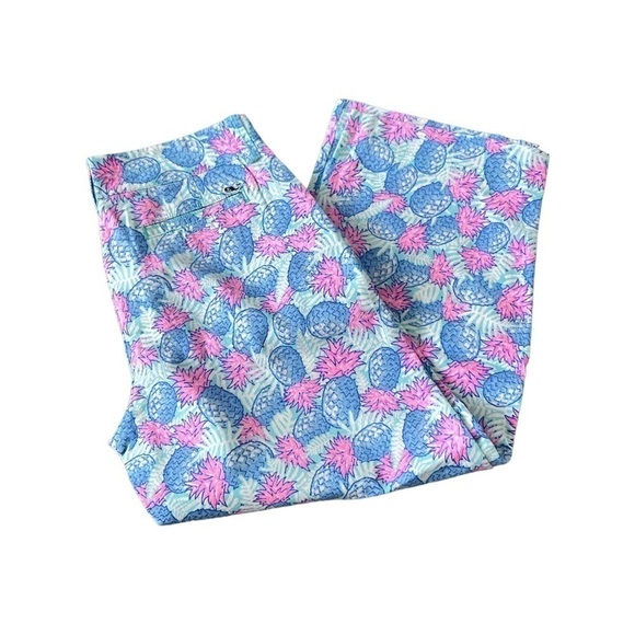 🆕 Vineyard Vines Linen Blend Pineapple Cropped Pants - Picture 5 of 13